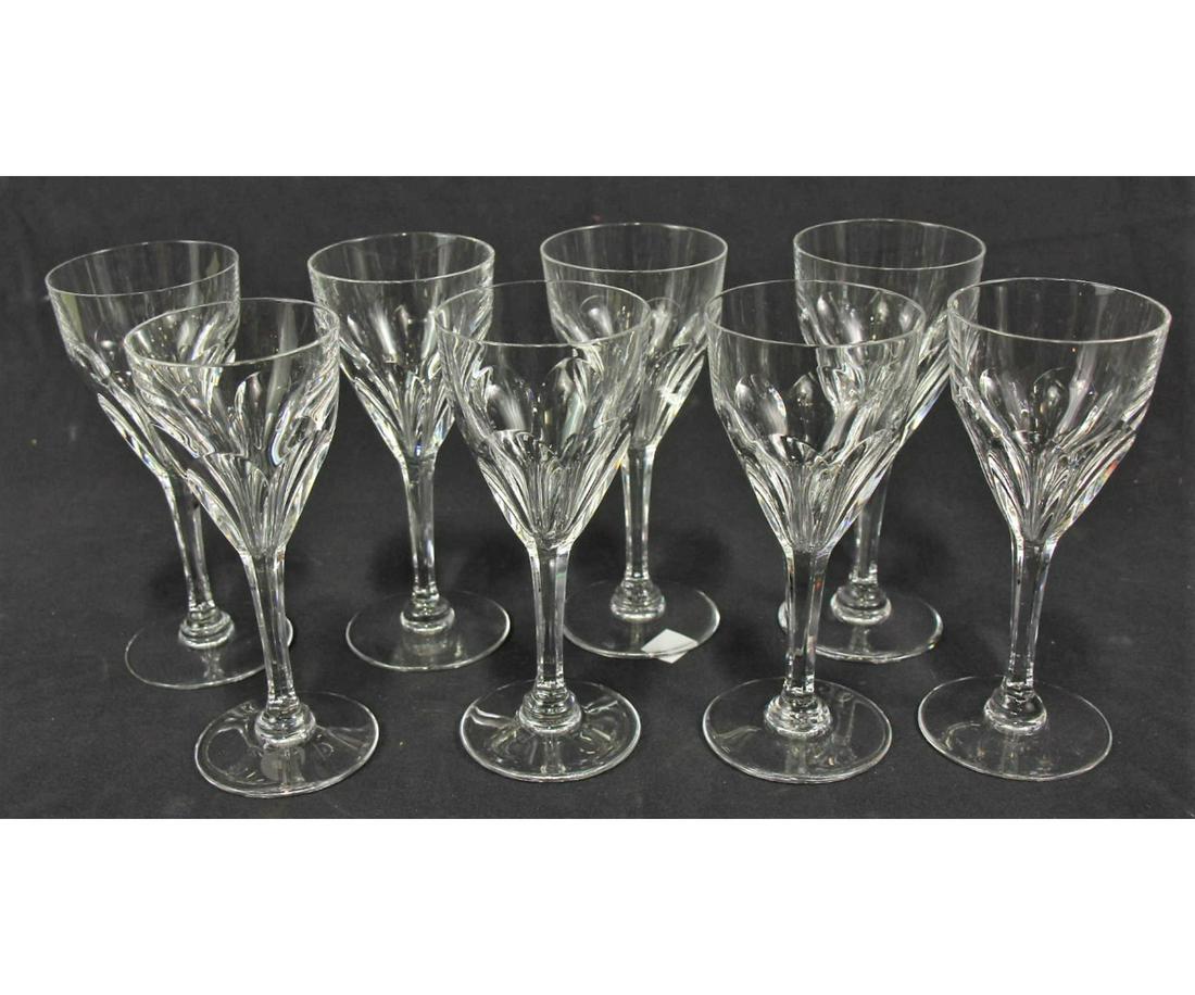 SET OF EIGHT ST. LOUIS CRYSTAL WINE GOBLETS: SET OF EIGHT ST. LOUIS CRYSTAL WINE GOBLETS. Height: 7 in. by Width: 3 in. by Depth: 3 in.