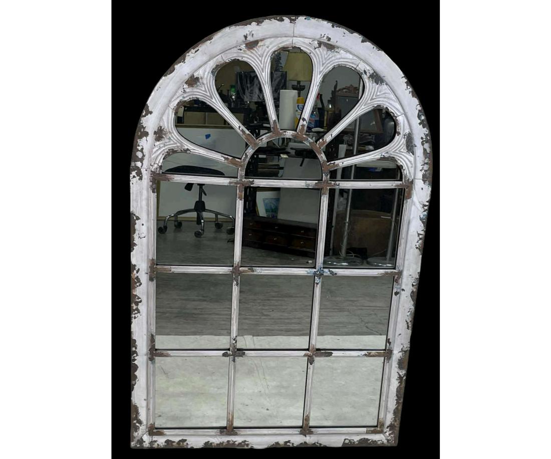 ARCHED & PANELED METAL FRAMED MIRROR (1 of 2)