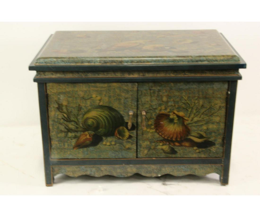 ANTIQUE PAINTED GREEN TWO DOOR TRUNK (1 of 4)