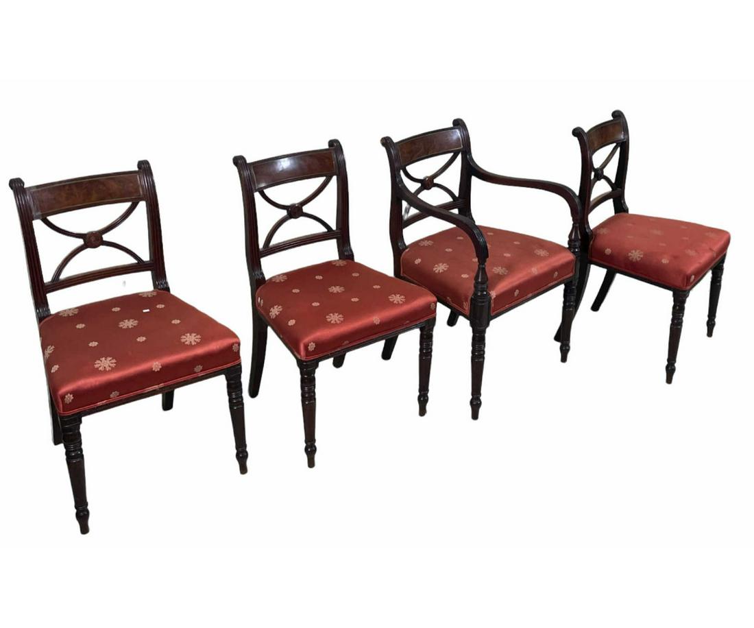 SET OF EIGHT 19th C. SHERATON MAHOGANY CHAIRS (1 of 4)
