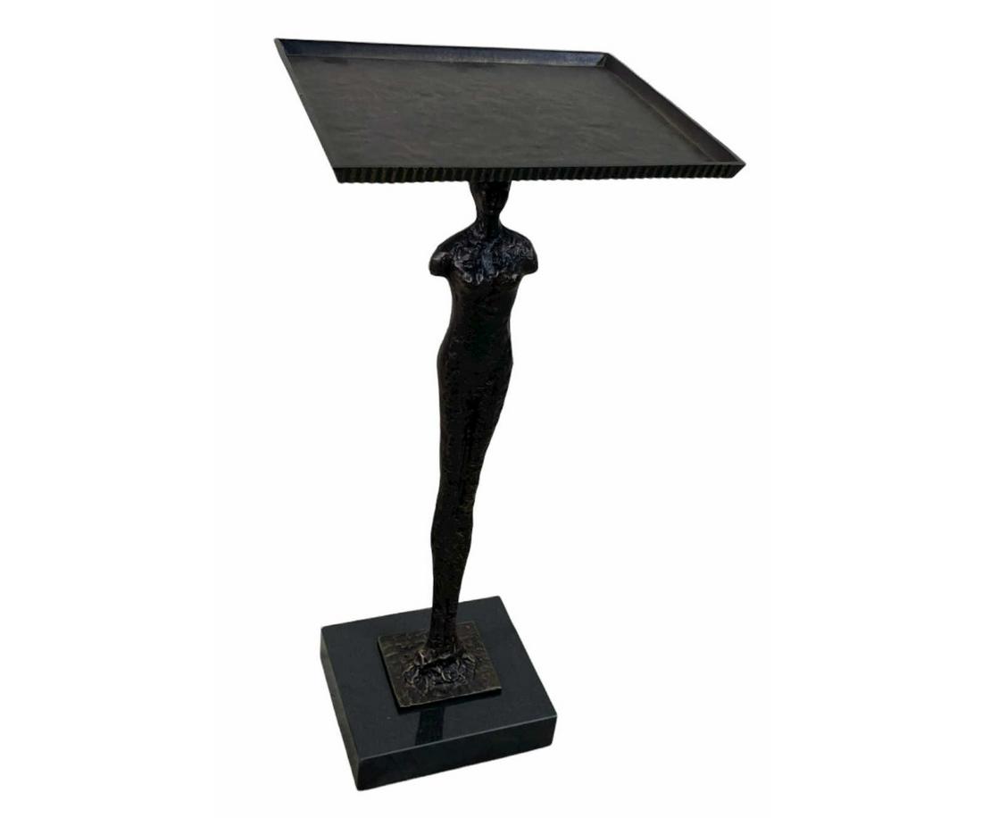 MALE TORSO BRONZE PATINAED METAL SIDE TABLE (1 of 4)