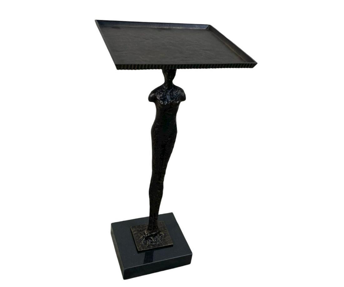 MALE TORSO BRONZE PATINAED METAL SIDE TABLE (1 of 3)