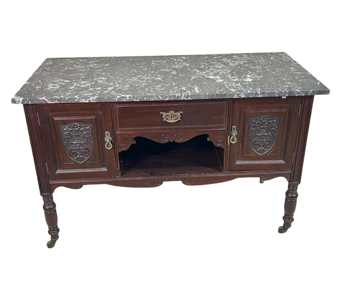 ANTIQUE MARBLE TOP WASH STAND (1 of 3)