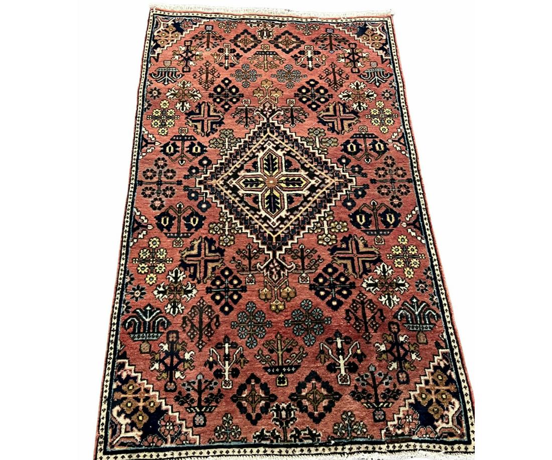 ANTIQUE HAND KNOTTED PERSIAN MALAYER RUG: ANTIQUE HAND KNOTTED PERSIAN MALAYER RUG. Height: 5 ft. 10 in. by Width: 3 ft. 3 in.