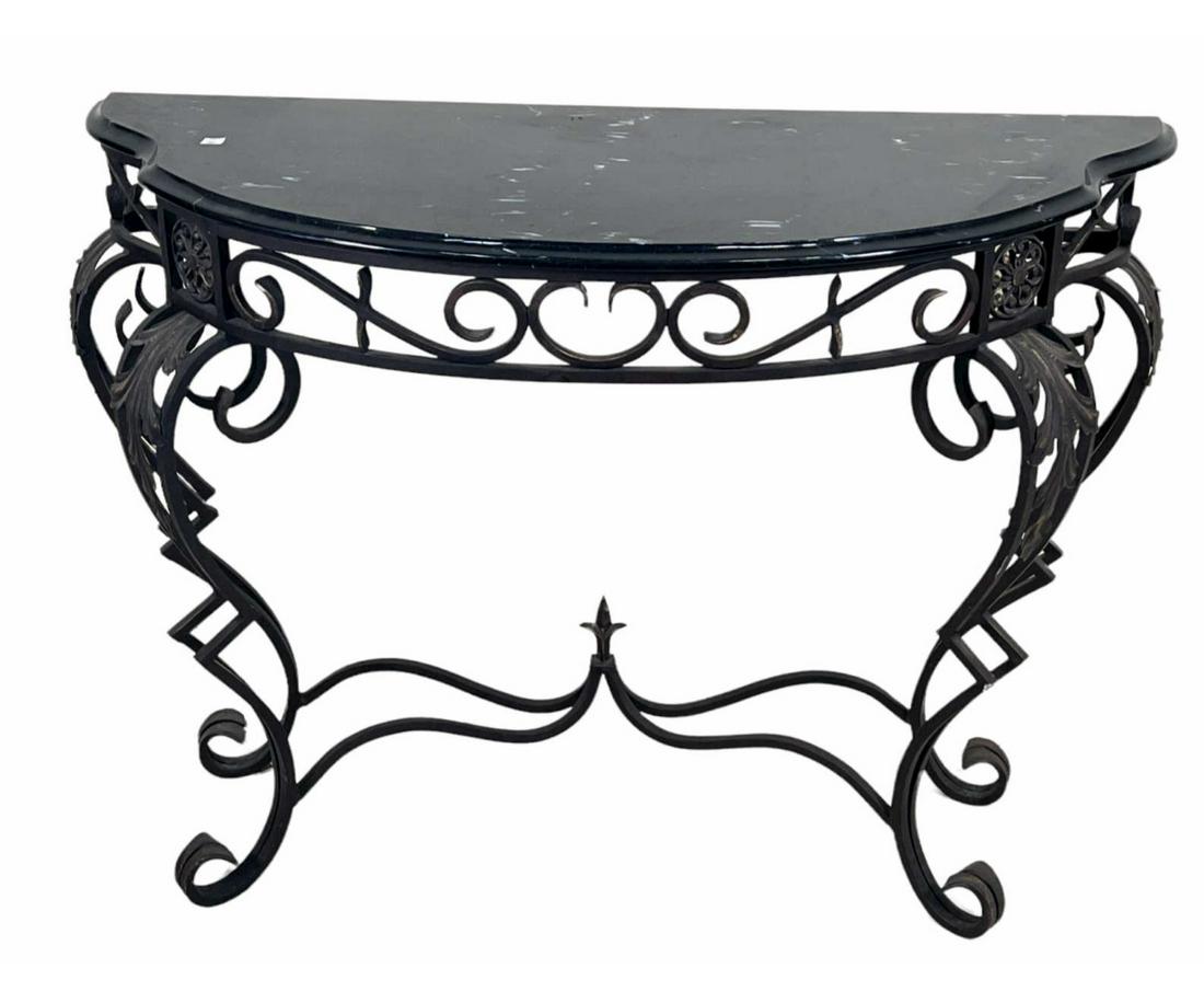IRON CONSOLE WITH MARBLE TOP (1 of 2)