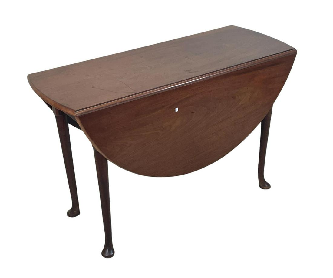 19th C. QUEEN ANNE MAHOGANY DROP LEAF TABLE (1 of 3)