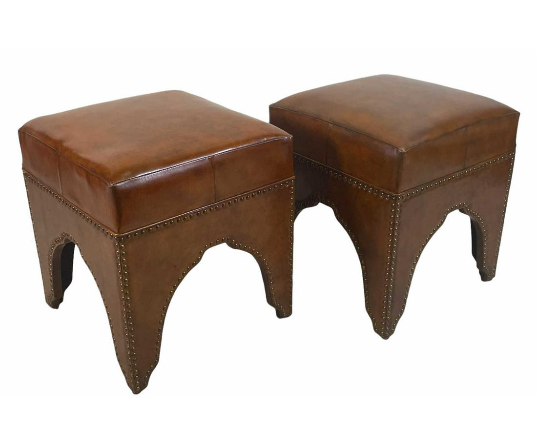 PAIR OF LEATHER STOOLS (1 of 3)