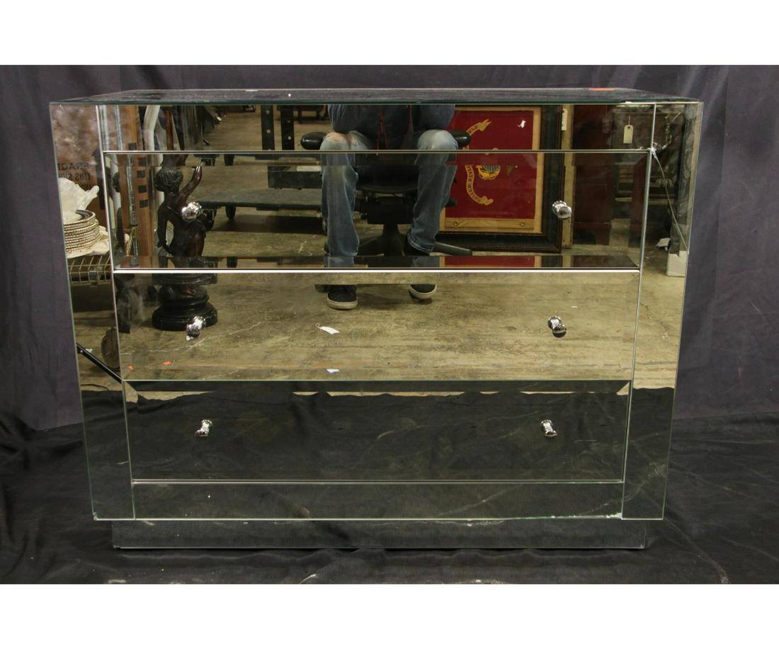 MIRRORED THREE DRAWER BEDSIDE CHEST (1 of 4)