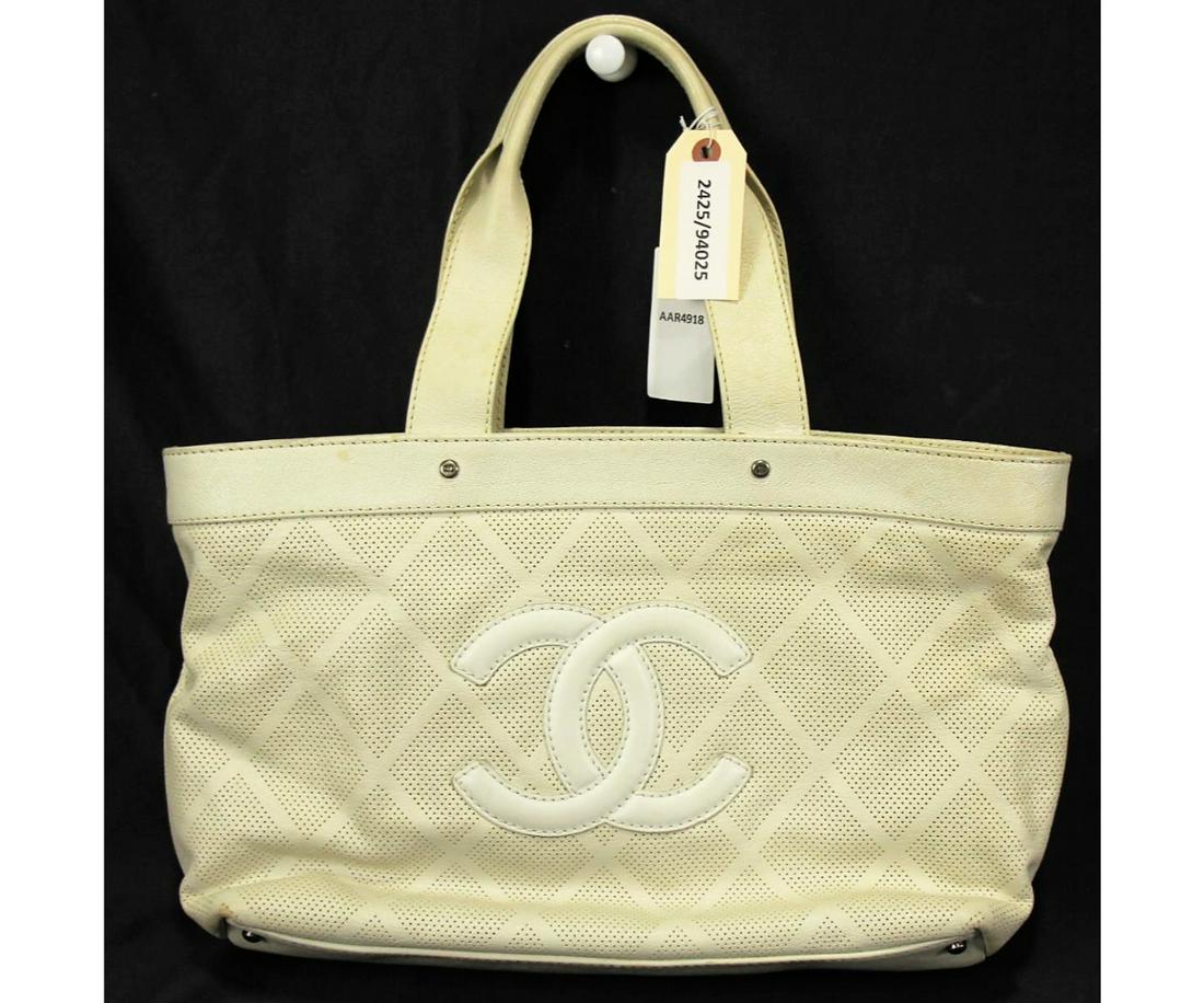 Chanel Ivory Cc Tote Shoulder Bag (1 of 4)