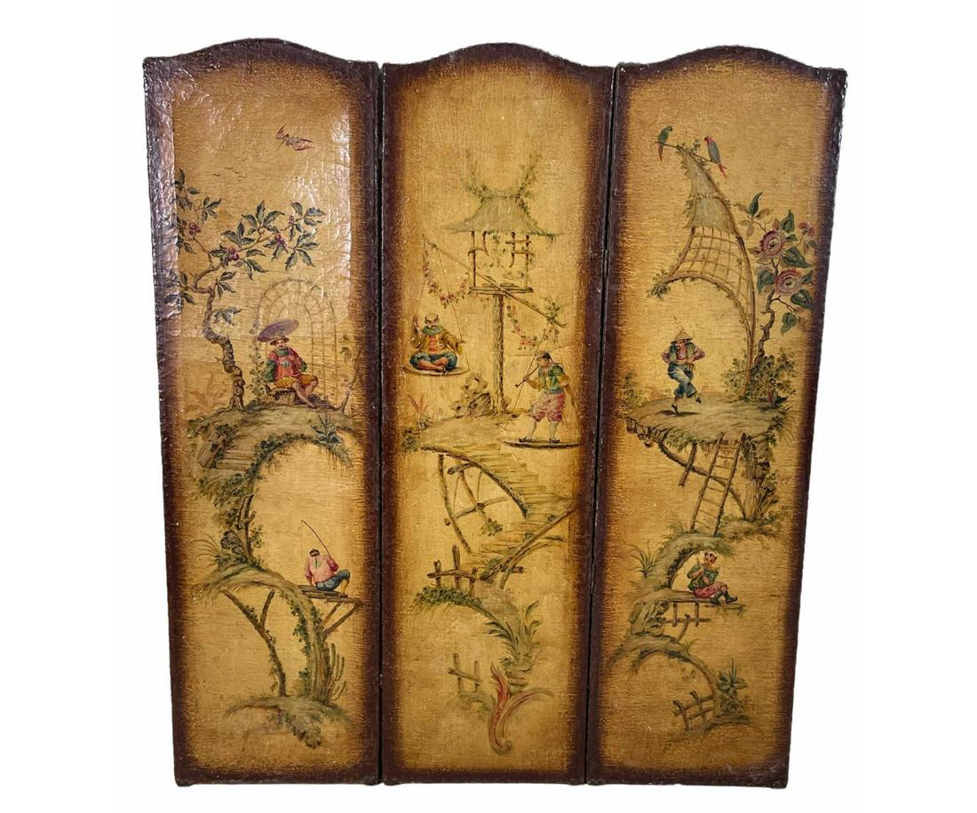 ANTIQUE PAINTED CHINESE GARDEN SCREEN (1 of 3)