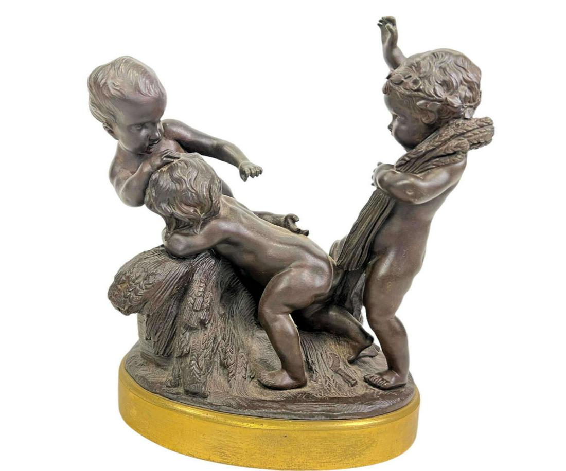 19th CENTURY BRONZE PUTTI SCULPTURE (1 of 5)