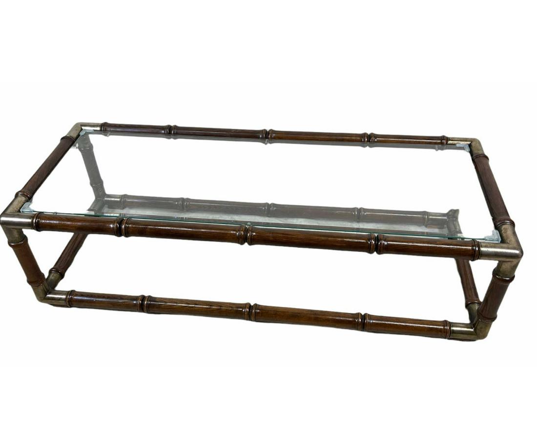 CIRCA 1970's GLASS TOP COFFEE TABLE (1 of 2)