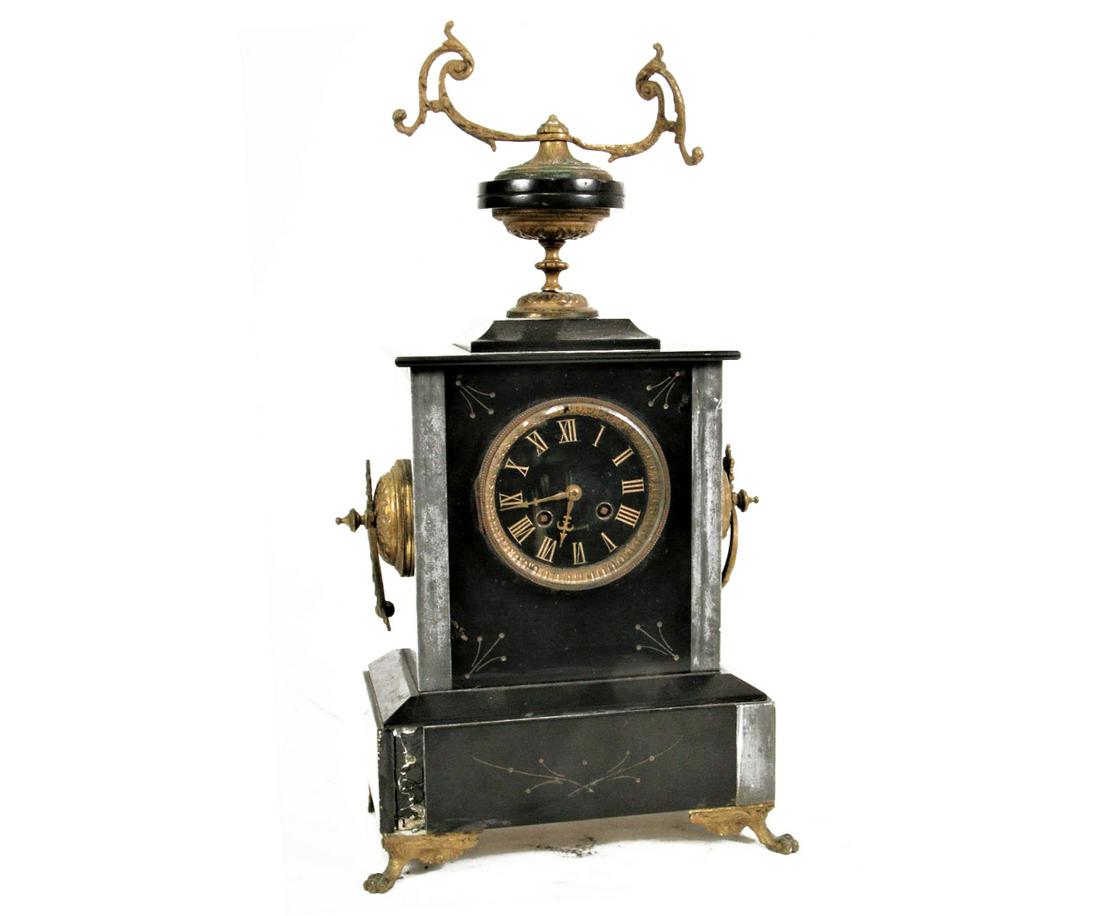 19th CENTURY EBONIZED MANTEL CLOCK (1 of 4)