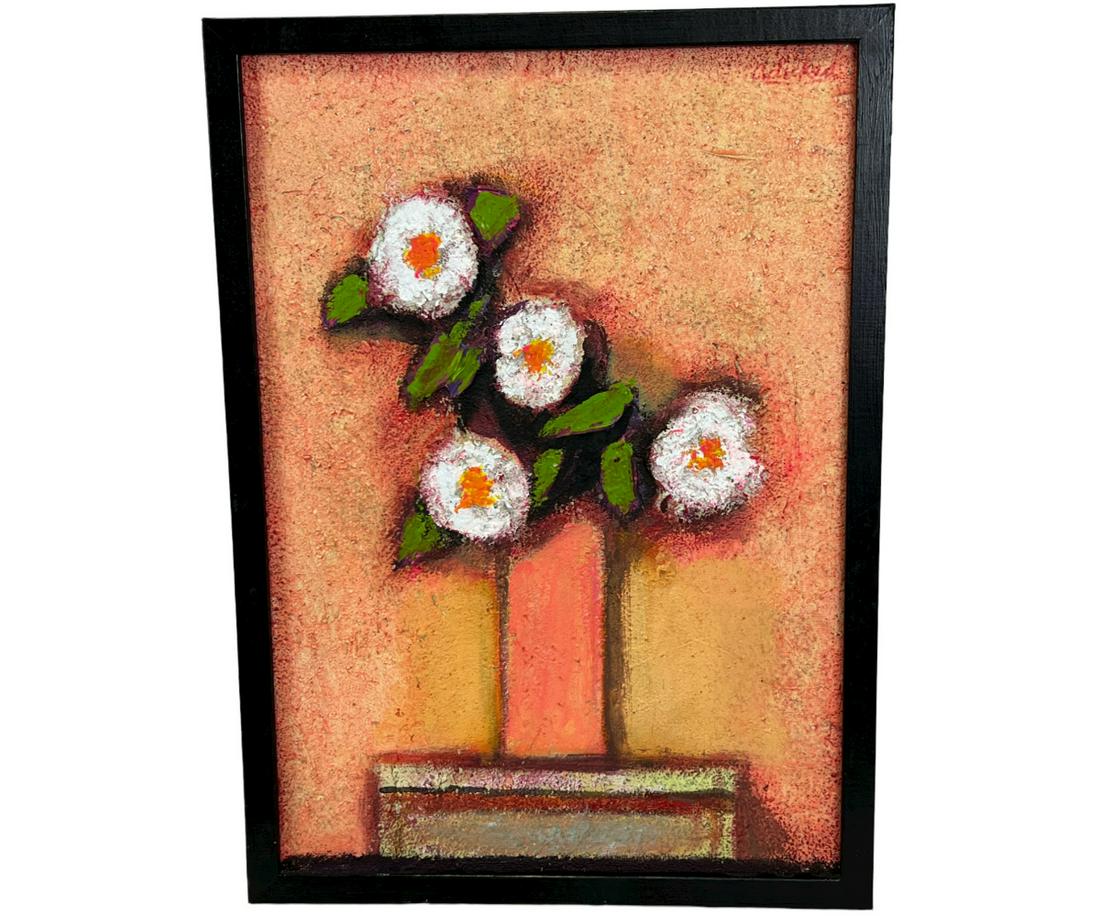 DAVID ADICKES FLORAL STILL LIFE ACRYLIC ON PANEL (1 of 1)