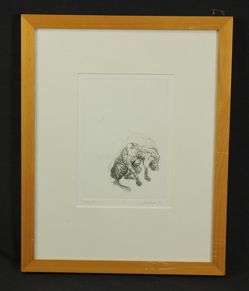 FRAMED DOG #8 DRAWING BY JOE CLARK: FRAMED DOG #8 DRAWING BY JOE CLARK Height: 15 in. by Width: 12 in.