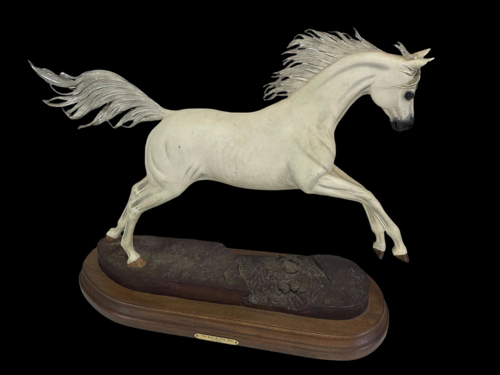 DAVE MCGARY FREE SPIRITS AT NOISY WATER BRONZE FIGURINE: DAVE MCGARY FREE SPIRITS AT NOISY WATER ARABIAN HORSE BRONZE FIGURINE, EDITION NUMBER 8/100. Height: 20 in. by Width: 23 in. by Depth: 9 in.