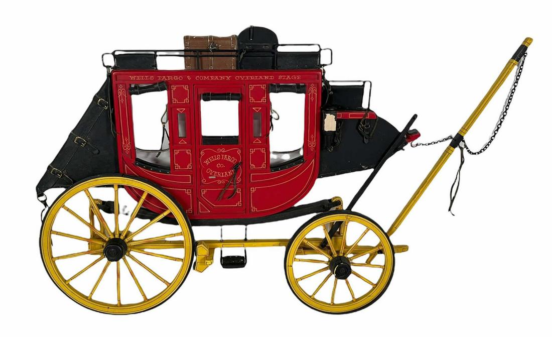 DALE FORD WELLS FARGO STAGECOACH MINIATURE MODEL: DALE FORD WELLS FARGO STAGECOACH MINIATURE MODEL. Height: 20 in. by Width: 28 in. by Depth: 2 in.