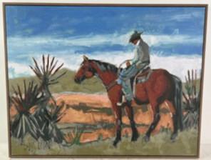 FRAMED D. LINCOLN COWBOY ROUTINE IMPRESSIONIST: FRAMED D. LINCOLN COWBOY ROUTINE IMPRESSIONIST GICLEE. Height: 37 in. by Width: 29 in. by Depth: 2 in.