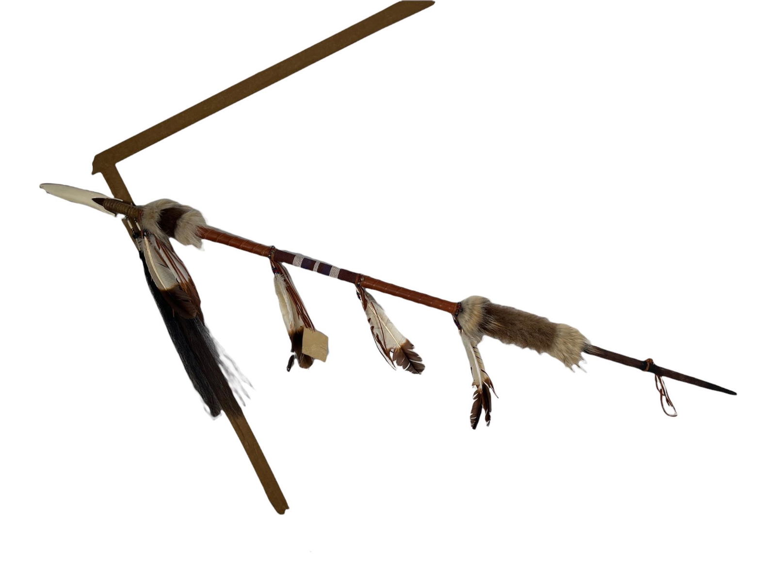 NATIVE AMERICAN CEREMONIAL SPEAR: NATIVE AMERICAN CEREMONIAL SPEAR Height: 78 in. by Width: 2 in. by Depth: 2 in.