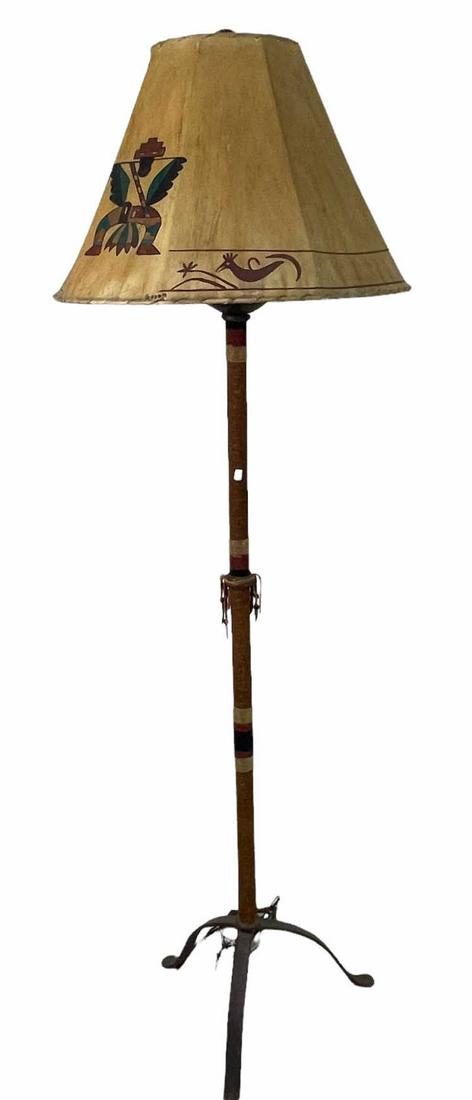 NATIVE AMERICAN MOTIF FLOOR LAMP: NATIVE AMERICAN MOTIF FLOOR LAMP Height: 63 in. by Width: 19 in. by Depth: 19 in.