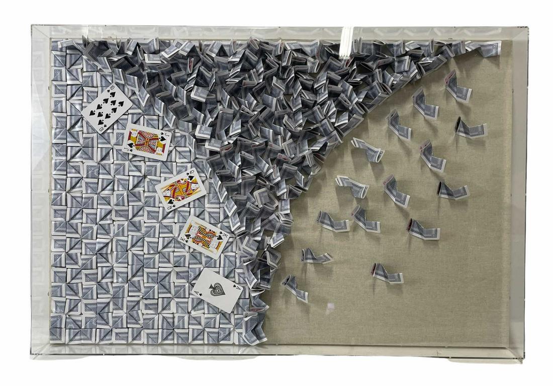 5 CARD STRAIGHT RECYCLED PLAYING CARDS WALL ART: 5 CARD STRAIGHT RECYCLED PLAYING CARDS WALL ART Height: 24 in. by Width: 36 in.
