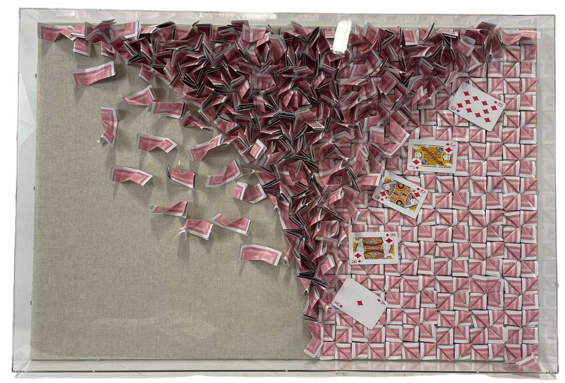 ROYAL FLUSH RECYCLED PLAYING CARDS WALL ART: ROYAL FLUSH RECYCLED PLAYING CARDS WALL ART Height: 24 in. by Width: 36 in.