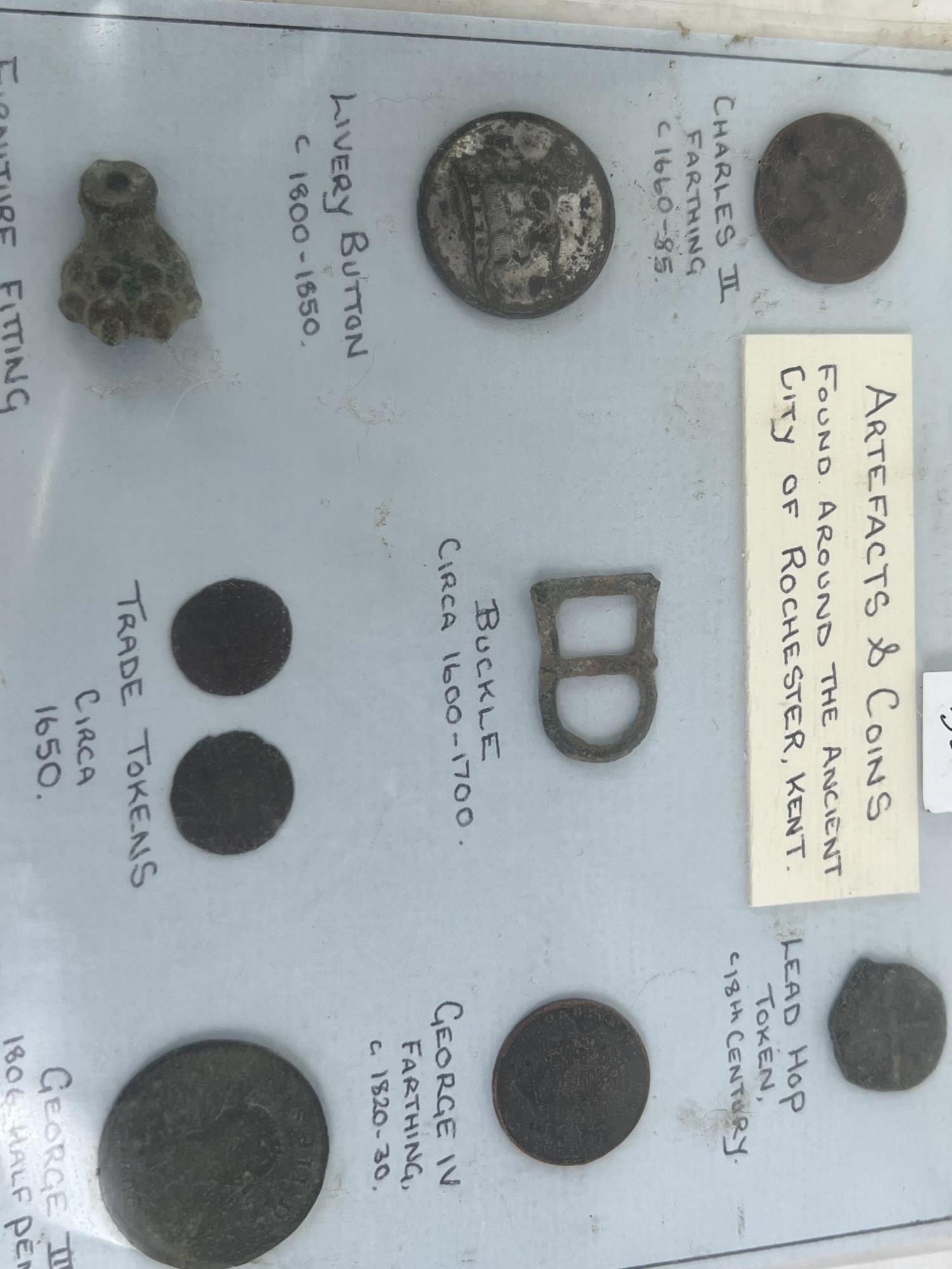 ANTIQUE ENGLISH MOUNTED ARTIFACTS & COINS: ANTIQUE ENGLISH MOUNTED ARTIFACTS & COINS FOUND IN PLOUGHED FIELDS AROUND THE CITY OF ROCHESTER, KENT ENGLAND.