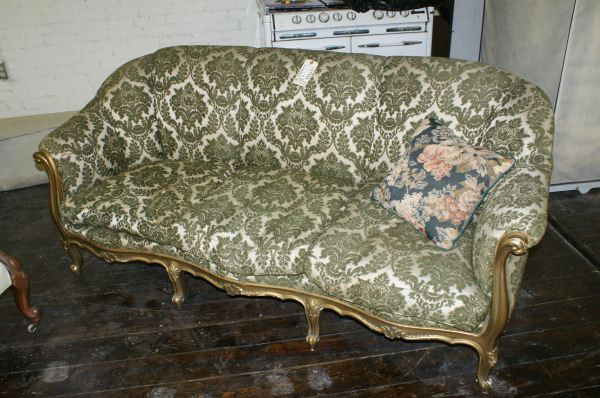 Louis XV 3 Cushion Sofa: Louis XV 3 Cushion Sofa. Buyer's Responsibility: All items must be paid the day of purchase and removed from the premises no later than 5 p.m. Monday, June 27. Or items may be picked up Saturday, July