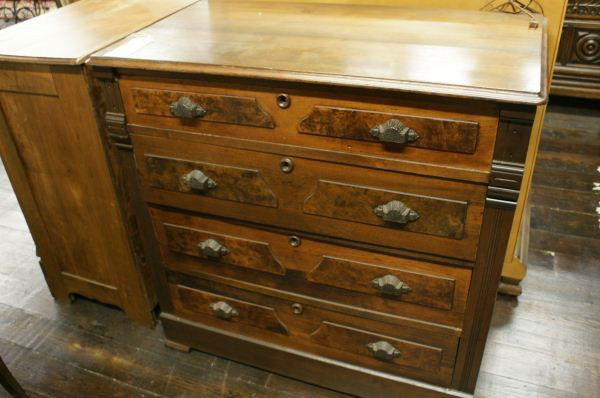 American Victorian Burl Walnut and Walnut Chest: American Victorian Burl Walnut and Walnut Chest. Buyer's Responsibility: All items must be paid the day of purchase and removed from the premises no later than 5 p.m. Monday, June 27. Or items may be