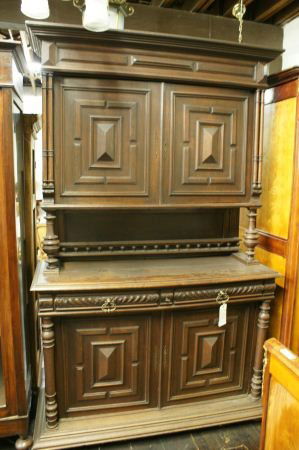 French 19th C Court Cupboard: French 19th C Court Cupboard. Buyer's Responsibility: All items must be paid the day of purchase and removed from the premises no later than 5 p.m. Monday, June 27. Or items may be picked up Saturday,