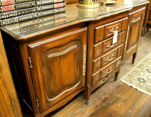 Country French Sideboard: Country French Sideboard. Buyer's Responsibility: All items must be paid the day of purchase and removed from the premises no later than 5 p.m. Monday, June 27. Or items may be picked up Saturday, Jul