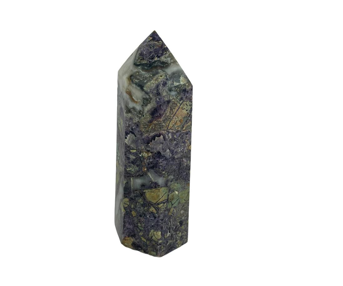 FLUORITE FELDSPAR OBELISK: FLUORITE FELDSPAR OBELISK - (P77) - 3 LBS 10 OZ Height: 8 in. by Width: 3 in. by Depth: 3