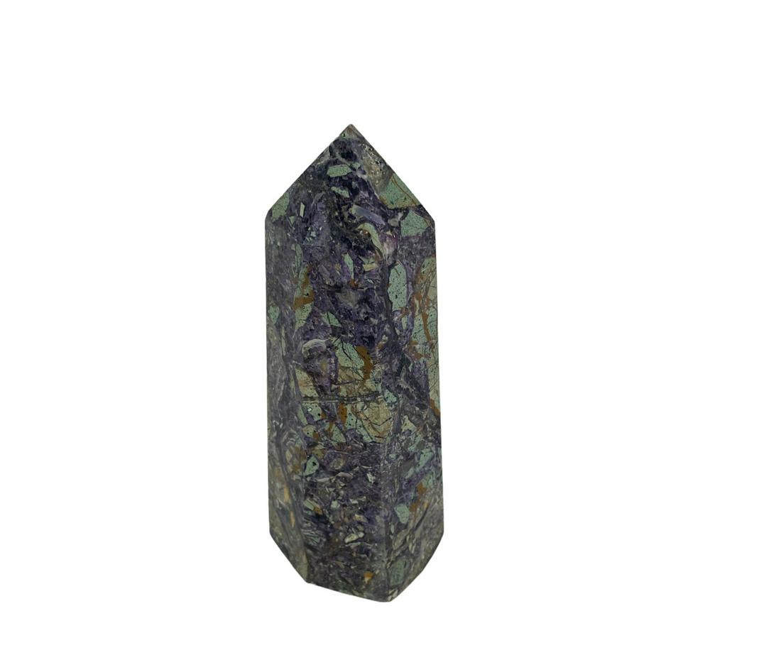 FLUORITE FELDSPAR OBELISK: FLUORITE FELDSPAR OBELISK - (P78) - 3 LBS 5 OZ Height: 8 in. by Width: 3 in. by Depth: 3