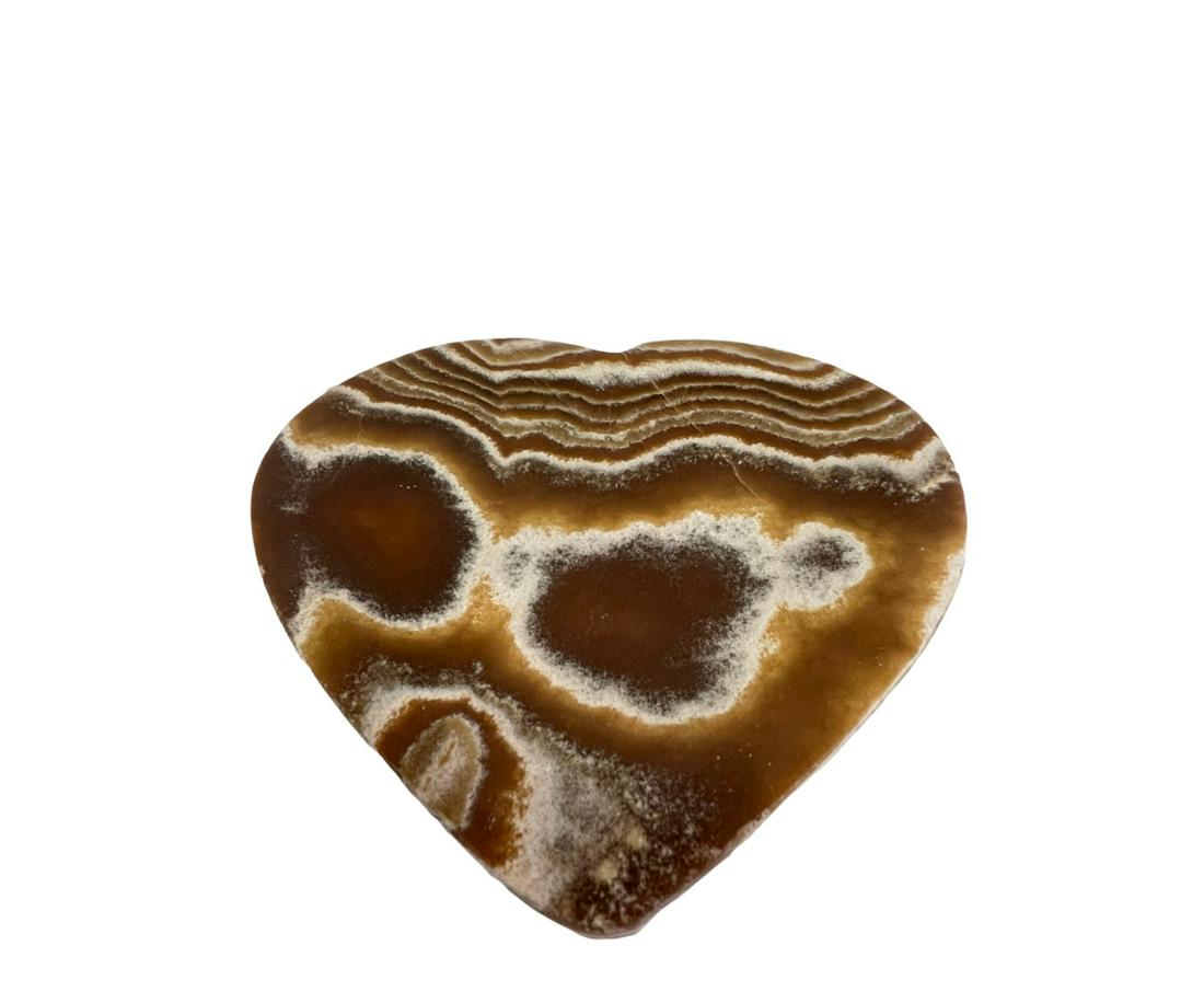 SANDSTONE & ARAGONITE HEART PLATE: SANDSTONE & ARAGONITE HEART PLATE - (OT74) - 15 OZ Height: 6 in. by Width: 7 in. by Depth: 1