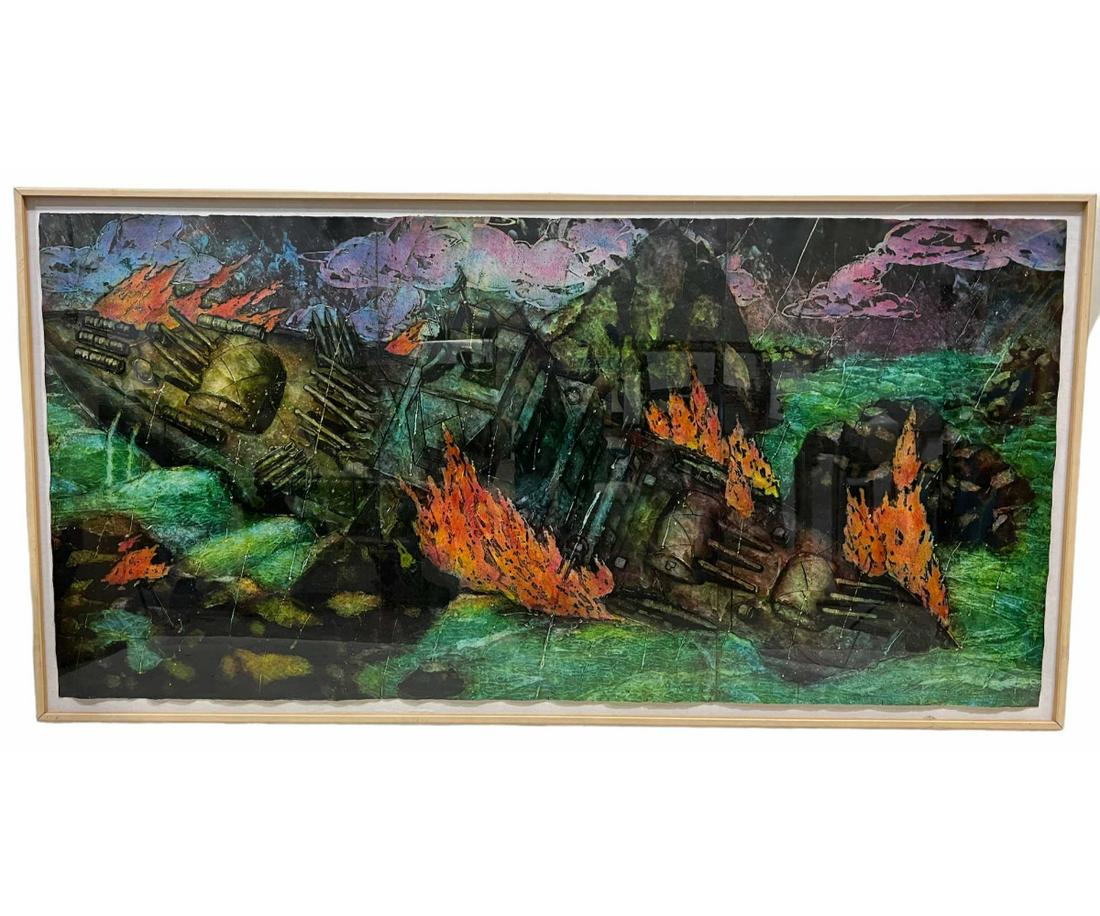 DAN ALLISON "BIGGER TOYS" COLLOGRAPH 1989: DAN ALLISON "BIGGER TOYS" COLLOGRAPH 1989. Height: 46 in. by Width: 91 in.