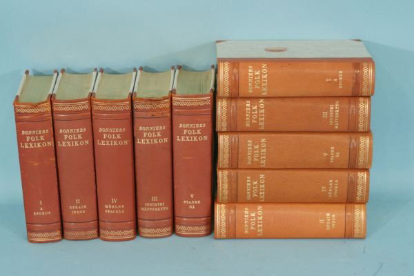 BOX LOT OF 10 LEATHER BOUND SCANDINAVIAN BOOKS: BOX LOT OF 10 LEATHER BOUND SCANDINAVIAN BOOKS. Height: 8 1/2 in. by Width: 5 1/2 in. by Depth: 2 in.