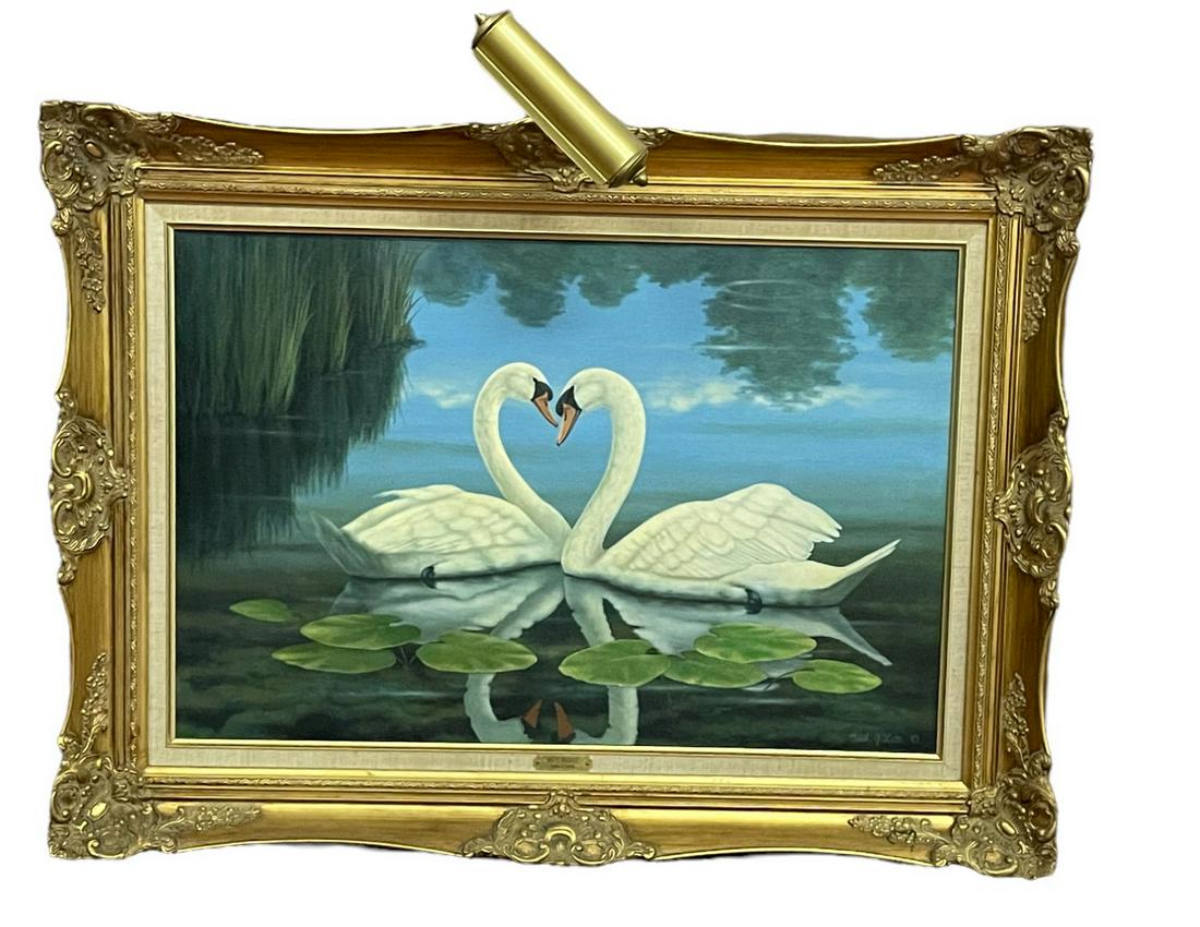 TWO SWANS ACRYLIC ON CANVAS PAINTING (1 of 3)