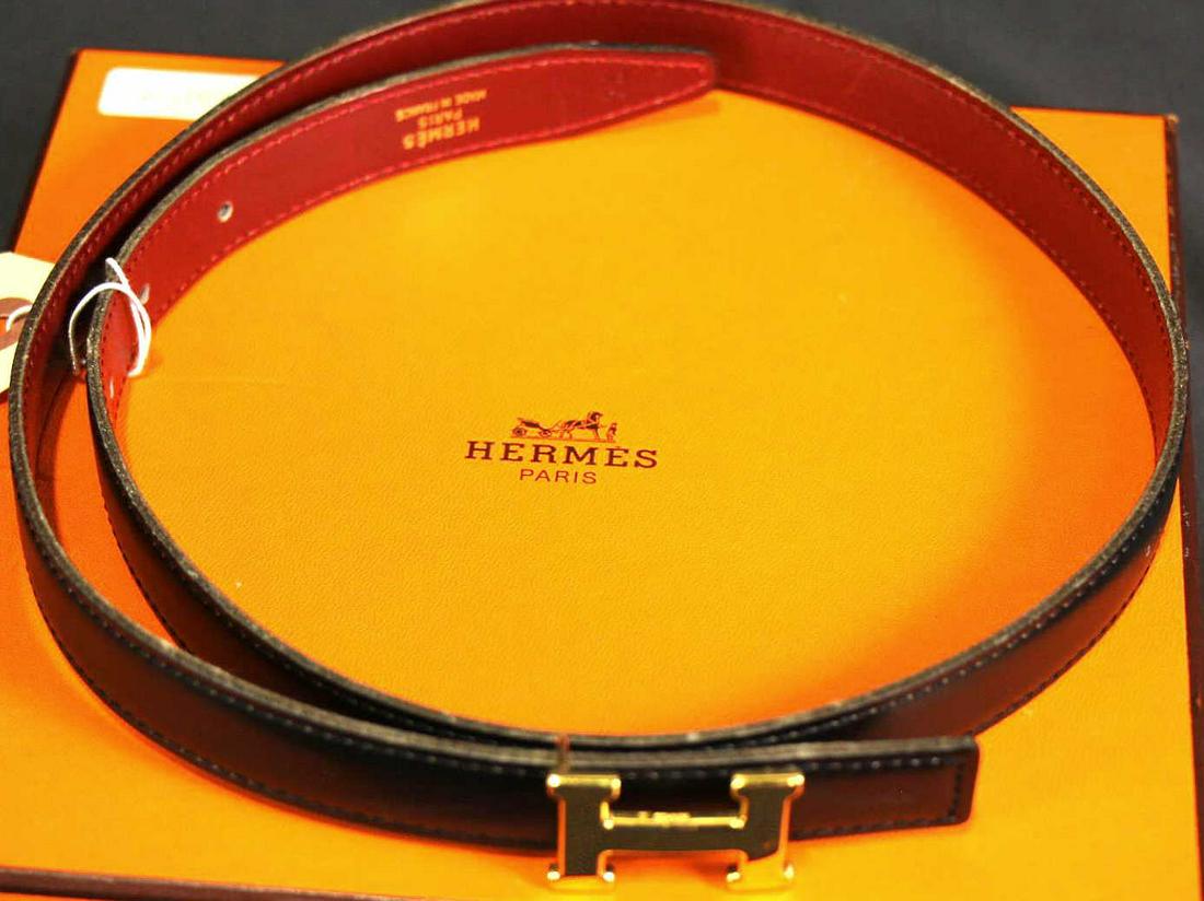 Hermes Black/Burgundy 18Mm Leather Belt Oct 09, 2022 Lewis & Maese