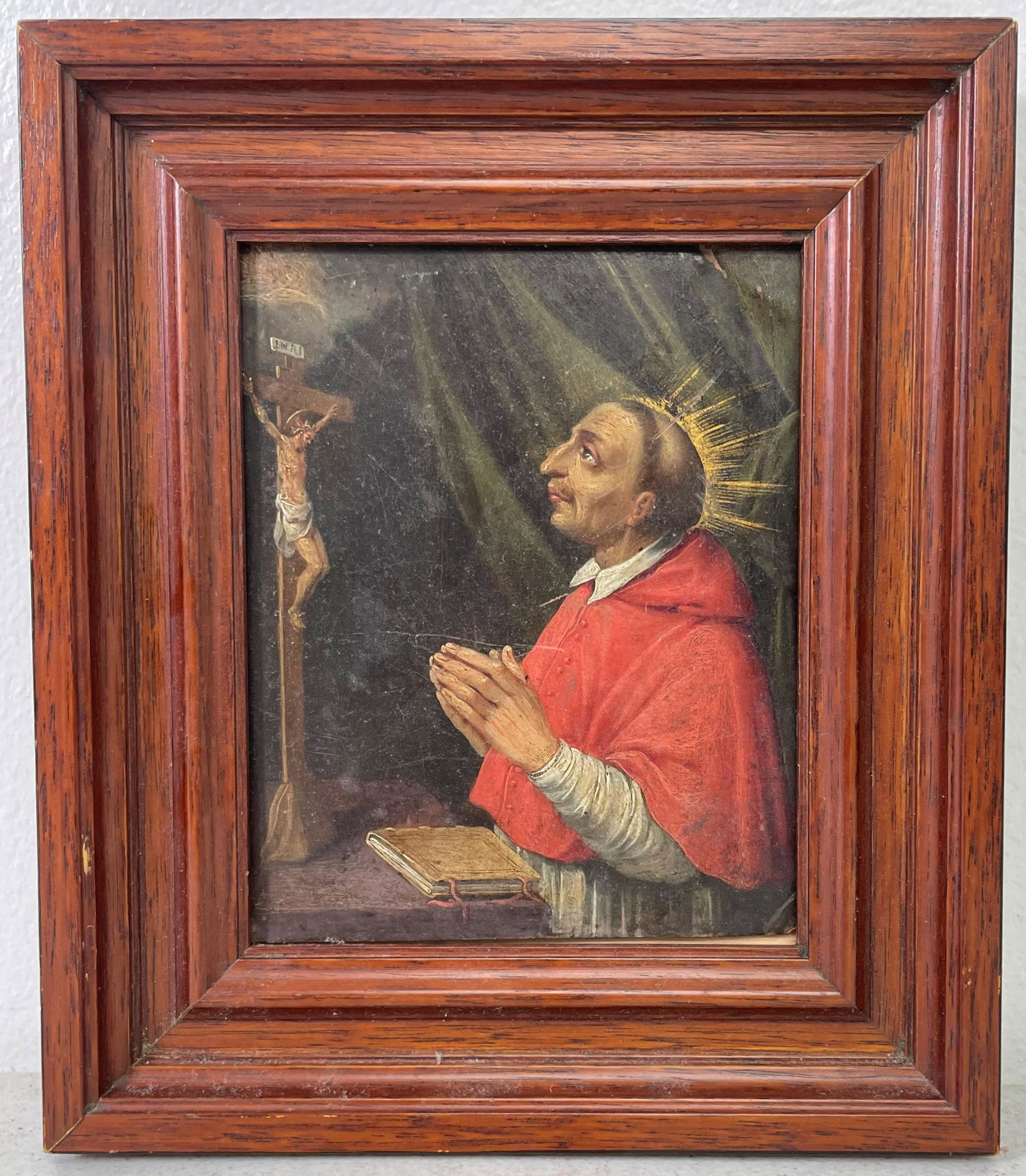 SAN CARLO BORROMEO RETABLO OIL ON TIN (1 of 2)