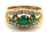 14kt. YELLOW-GOLD EMERALD/DIAMOND RING (1 of 1)