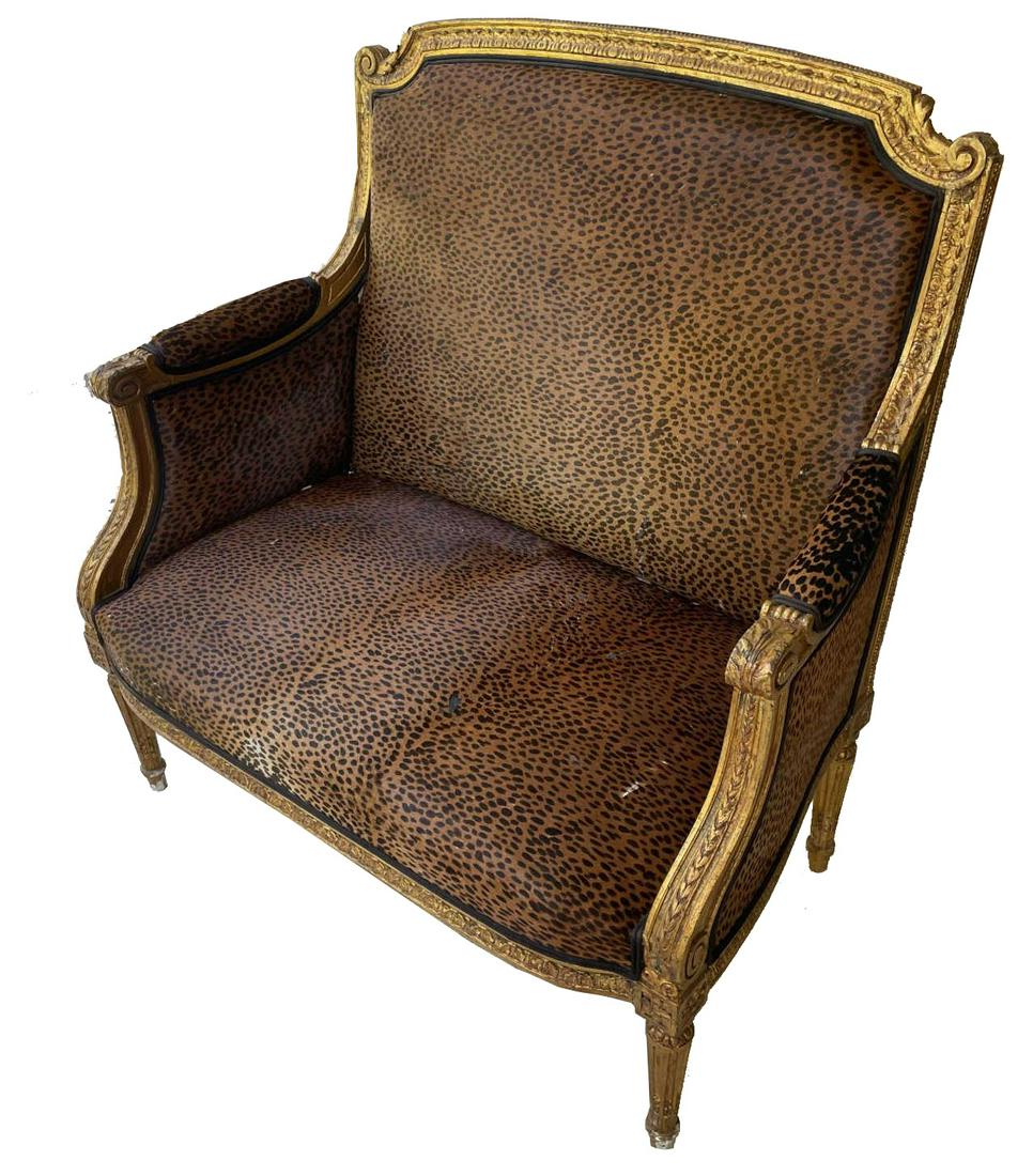 19TH CENTURY LEOPARD PRINT ON COWHIDE SETTEE (1 of 2)