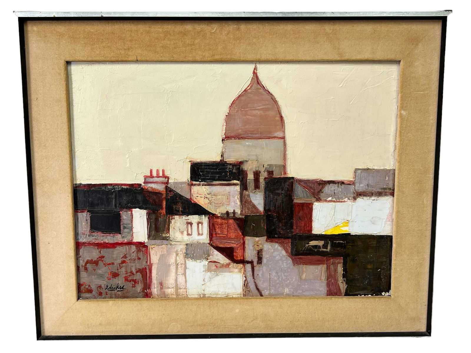 DAVID ADICKES ACRYLIC CITYSCAPE EUROPE: DAVID ADICKES CITYSCAPE EUROPE Height: 24 in. by Width: 30.75