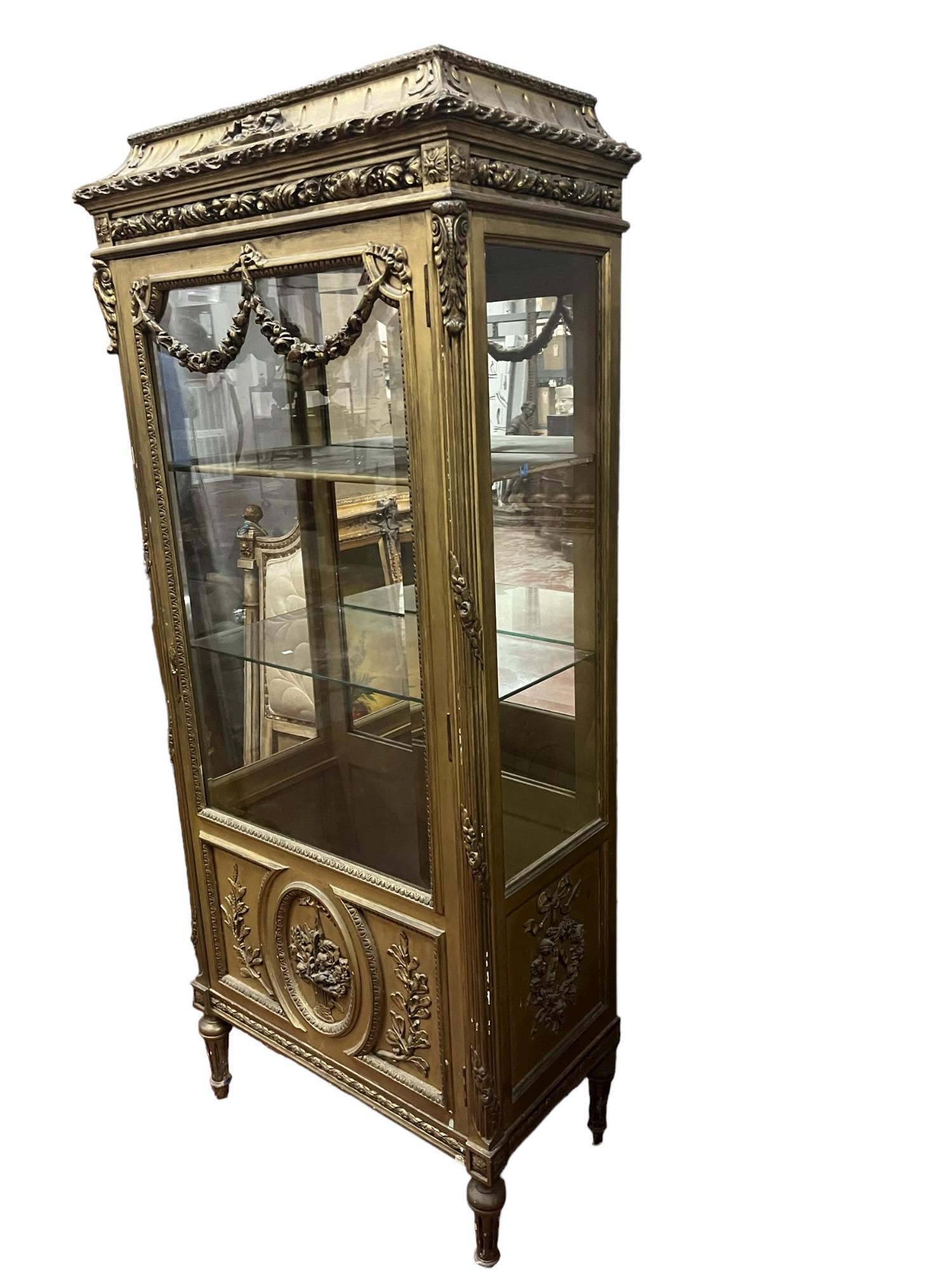 19TH C FRENCH GILT CURIO / DISPLAY CABINET (1 of 4)