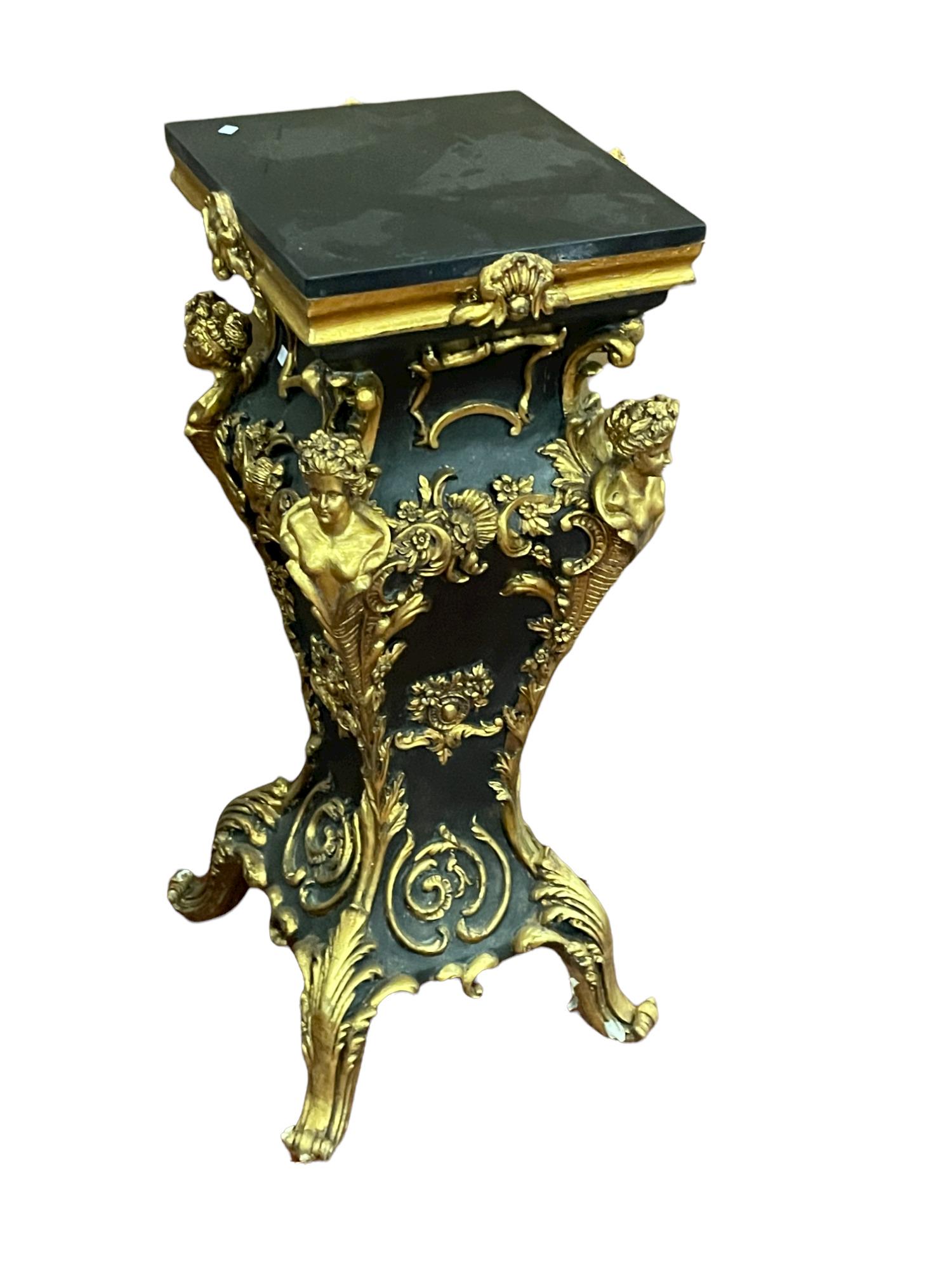 PEDESTAL VINTAGE WITH MARBLE TOP EUROPE STYLE: PEDESTAL VINTAGE WITH MARBLE TOP EUROPE STYLE Height: 37 in. by Width: 18 in. by Depth: 18 in.