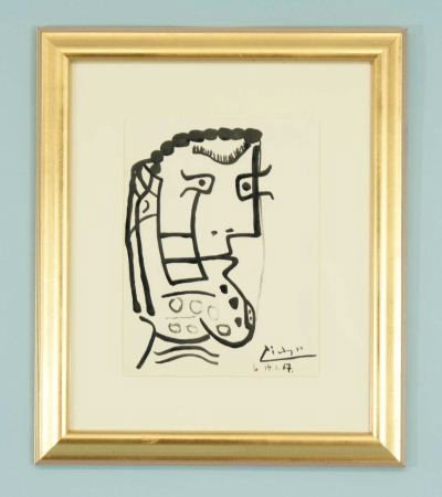 PICASSO DRAWING OF A FACE: AFTER PICASSO DRAWING OF A FACE. Height: 12 in. by Width: 9 in. by Depth: 1 in.