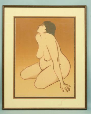 R. C. GORMAN "NUDE" COLOR LITHO #66/100: R. C. GORMAN "NUDE" COLOR LITHOGRAPH EDITION NUMBER #66/100. Height: 40 in. by Width: 32 in. by Depth: 1 1/2 in.