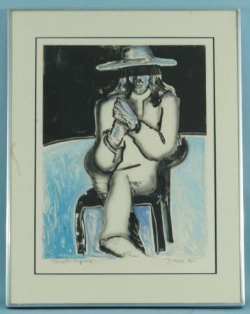 DARREN VIGIL GRAY "THOUGHTS DISGUISED" COLOR: DARREN VIGIL GRAY "THOUGHTS DISGUISED" COLOR INTAGLIO MONO-PRINT. Height: 29 in. by Width: 23 in. by Depth: 1 in.