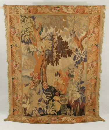 19th CENTURY FRENCH AUBUSSON TAPESTRY: 19th CENTURY FRENCH AUBUSSON TAPESTRY. Height: 64 in. by Width: 54 in.