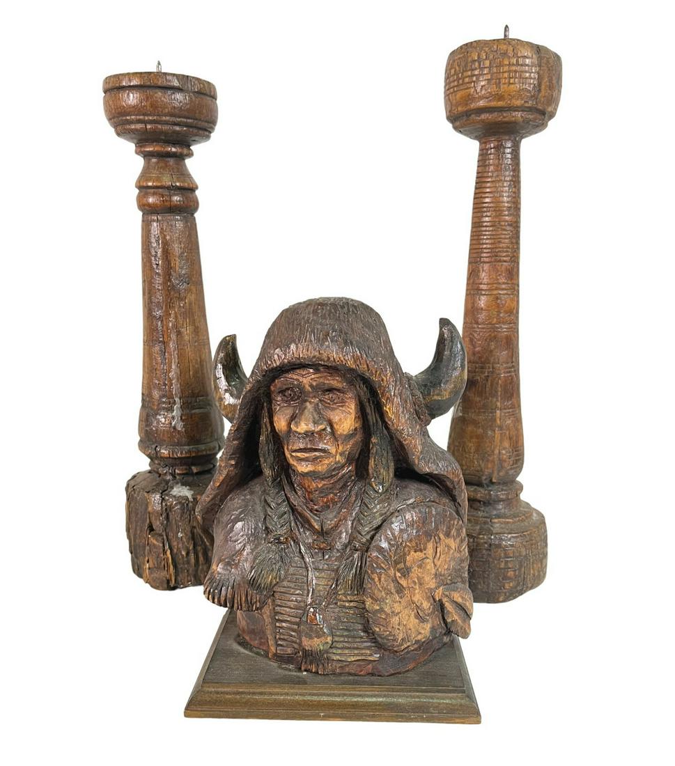 MISC SET OF THREE WOOD CARVED PIECES (1 of 2)