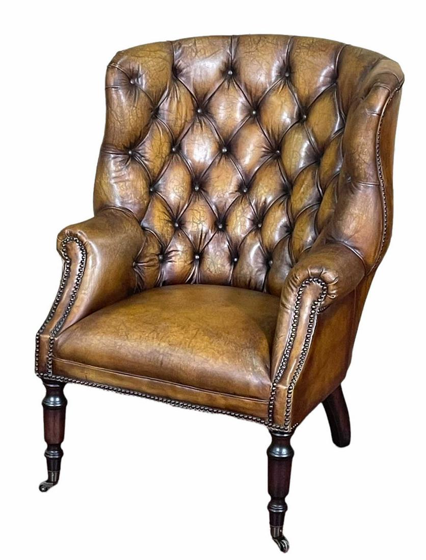 BUTTON-TUFTED LEATHER ARMCHAIR (1 of 3)